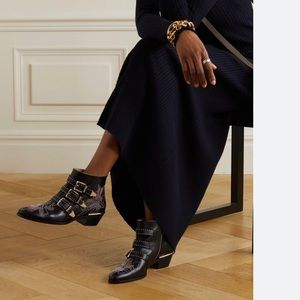 Chloe Susanna Black Studded Leather Ankle Boots 36